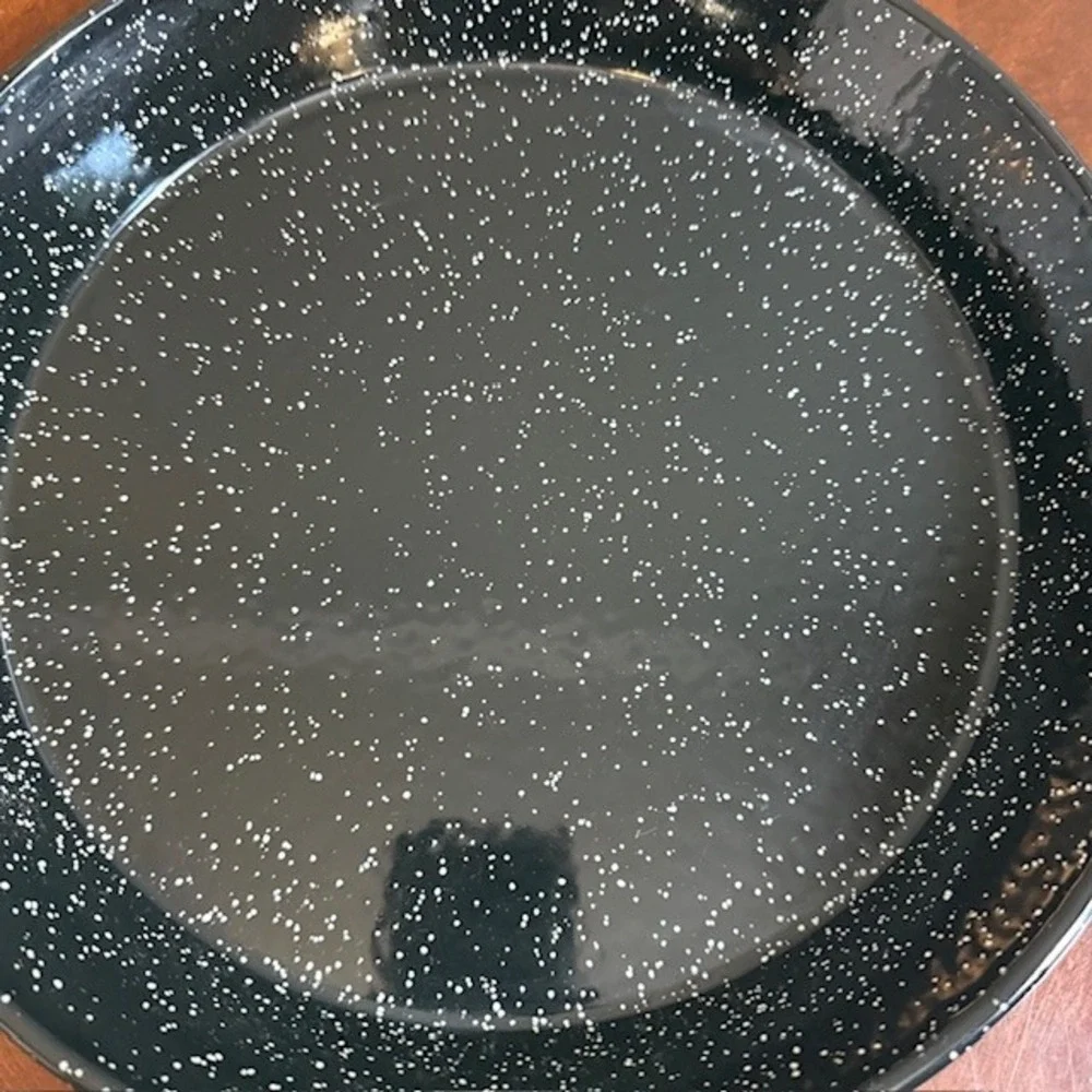 Set of 2 Black Enamel Steel Pans 13.5